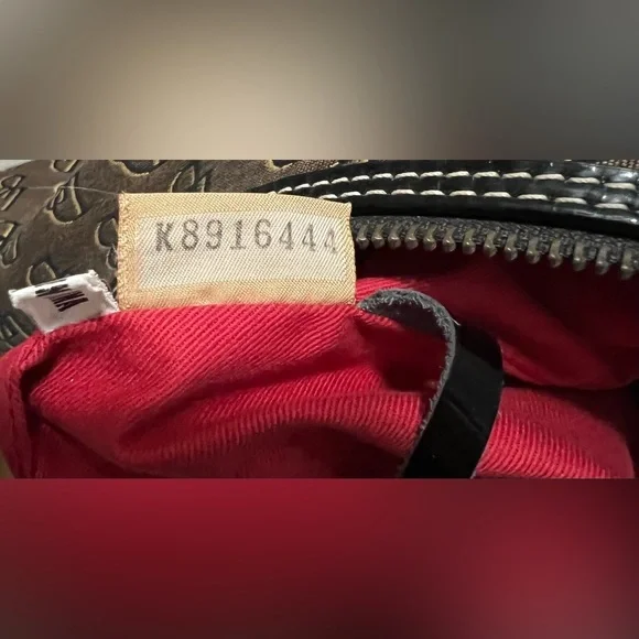 Dooney & Bourke Nikki Hobo Bag Signature Canvas Patent Leather Trim Black Brown - Picture 9 of 11